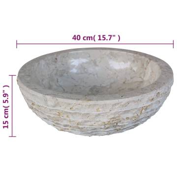 Basin Marble 40 cm Cream - Stylish Natural Marble Sink