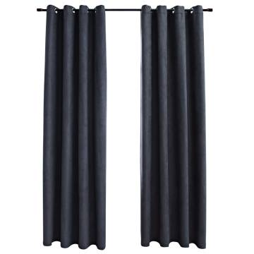 Elegant Anthracite Blackout Curtains with Metal Rings - 140x225 cm