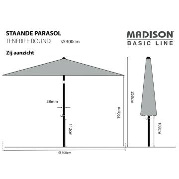 Madison Parasol Tenerife 300 cm Grey - Durable & Stylish