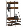 Stylish Smoked Oak Clothes Rack with Shoe Storage - 100x40x184 cm