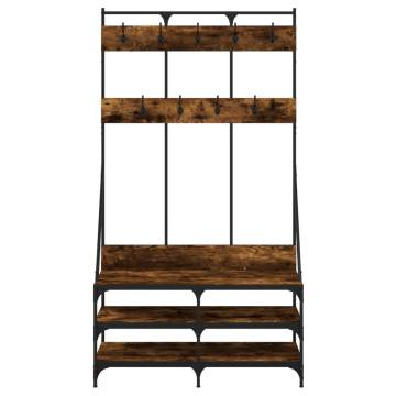 Stylish Smoked Oak Clothes Rack with Shoe Storage - 100x40x184 cm