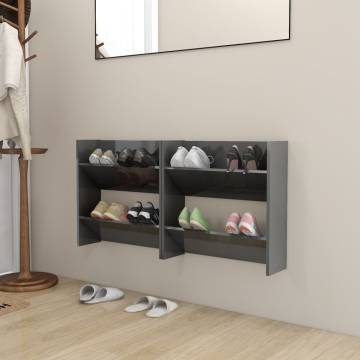 Stylish Wall Shoe Cabinets - High Gloss Grey | HipoMarket