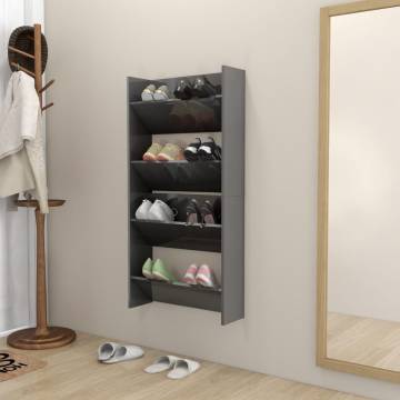 Stylish Wall Shoe Cabinets - High Gloss Grey | HipoMarket