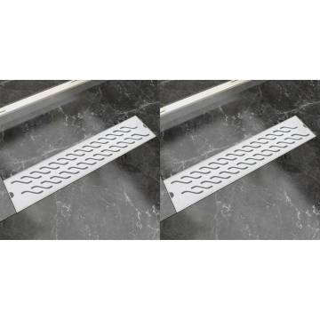 Linear Shower Drain 2 pcs Wave 530x140mm Stainless Steel