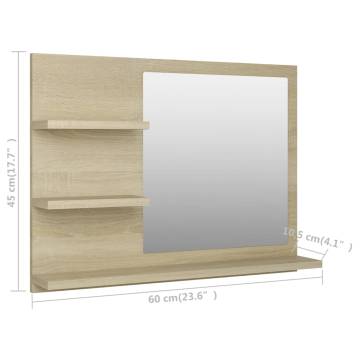 Sonoma Oak Bathroom Mirror - Stylish & Functional | HiPoMarket