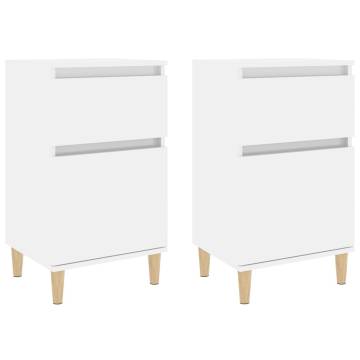 Elegant High Gloss White Bedside Cabinets - Set of 2