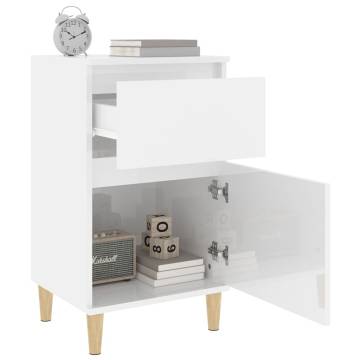 Elegant High Gloss White Bedside Cabinets - Set of 2