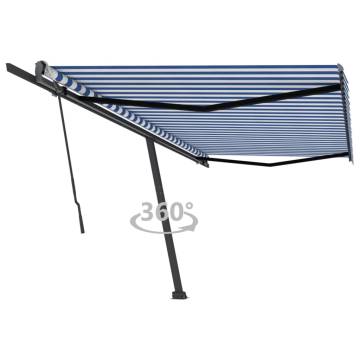 Freestanding Manual Retractable Awning 500x300 cm Blue/White