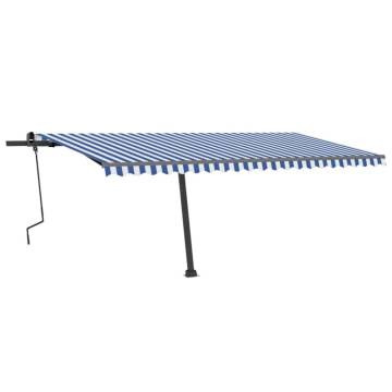 Freestanding Manual Retractable Awning 500x300 cm Blue/White