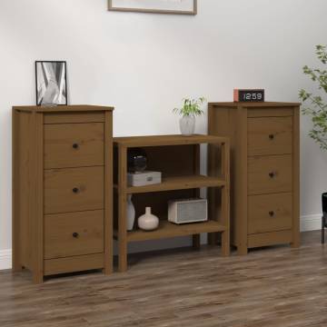 Solid Wood Pine Sideboards - Honey Brown, 2 pcs | Hipo Market