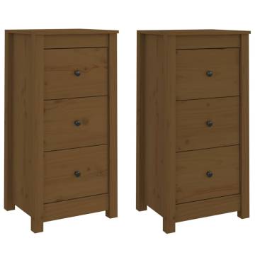 Solid Wood Pine Sideboards - Honey Brown, 2 pcs | Hipo Market