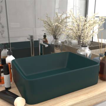 Luxury Matt Dark Green Ceramic Wash Basin - 41x30 cm