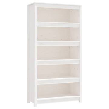 Book Cabinet White 80x35x154 cm - Solid Pine Wood Furniture