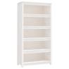 Book Cabinet White 80x35x154 cm - Solid Pine Wood Furniture