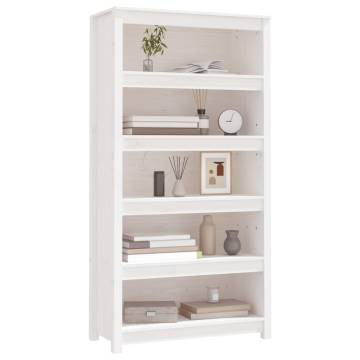 Book Cabinet White 80x35x154 cm - Solid Pine Wood Furniture