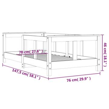 Kids Bed Frame White 70x140 cm Solid Pine - Hipo Market