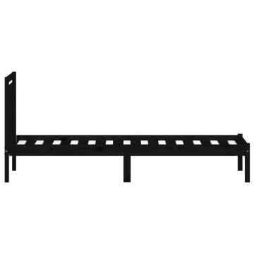 Stylish Black 90x190 cm Single Solid Wood Bed Frame