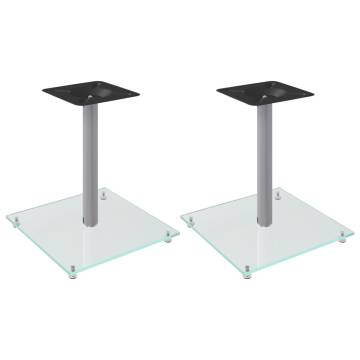 Speaker Stands 2 pcs Silver Tempered Glass - Pillar Design