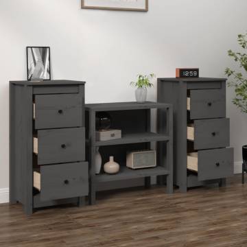 Stylish Grey Sideboards - 2 pcs Solid Pine Wood 40x35x80 cm