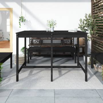 Garden Table Black - Solid Pine Wood | 159.5x82.5 cm