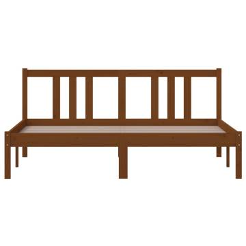 Honey Brown Solid Wood King Size Bed Frame - 150x200 cm