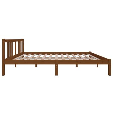 Honey Brown Solid Wood King Size Bed Frame - 150x200 cm