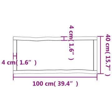 Light Brown Solid Wood Table Top - Live Edge, 100x40cm | HipoMarket