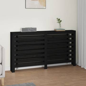 Radiator Cover Black - Solid Pine Wood, 153x19x84 cm