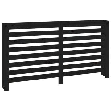 Radiator Cover Black - Solid Pine Wood, 153x19x84 cm