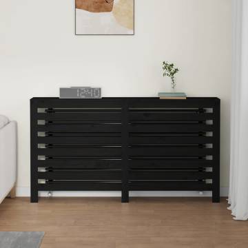 Radiator Cover Black - Solid Pine Wood, 153x19x84 cm