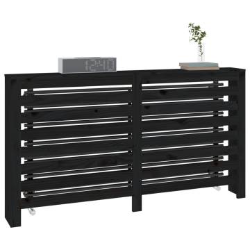 Radiator Cover Black - Solid Pine Wood, 153x19x84 cm