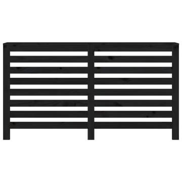 Radiator Cover Black - Solid Pine Wood, 153x19x84 cm