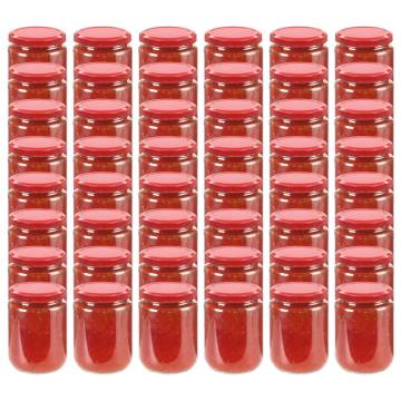 Glass Jam Jars with Red Lid - 48 pcs 230 ml | Hipo Market