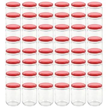 Glass Jam Jars with Red Lid - 48 pcs 230 ml | Hipo Market