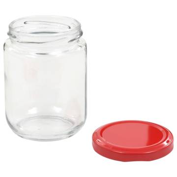 Glass Jam Jars with Red Lid - 48 pcs 230 ml | Hipo Market