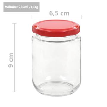 Glass Jam Jars with Red Lid - 48 pcs 230 ml | Hipo Market