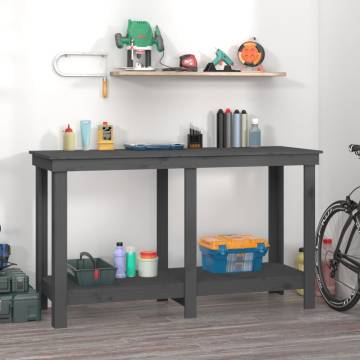 Work Bench Grey 140x50x80 cm - Solid Pine Wood | HipoMarket