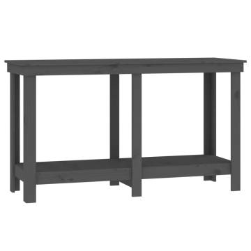 Work Bench Grey 140x50x80 cm - Solid Pine Wood | HipoMarket