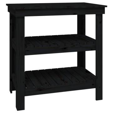 Work Bench Black 78.5x50x80 cm Solid Wood Pine - Hipomarket