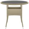 Stylish Garden Table Ø80x75 cm | Tempered Glass & Poly Rattan