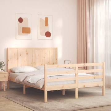 Solid Wood Bed Frame with Headboard 140x200 cm | Hipomarket