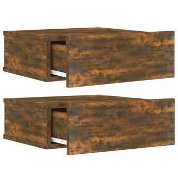 Floating Nightstands 2 pcs - Smoked Oak - Space-Saving Design