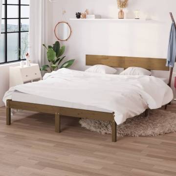 Honey Brown Solid Wood Pine Bed Frame 140x190 cm | HipoMarket