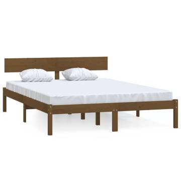 Honey Brown Solid Wood Pine Bed Frame 140x190 cm | HipoMarket