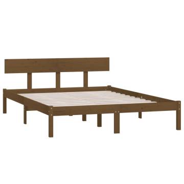 Honey Brown Solid Wood Pine Bed Frame 140x190 cm | HipoMarket