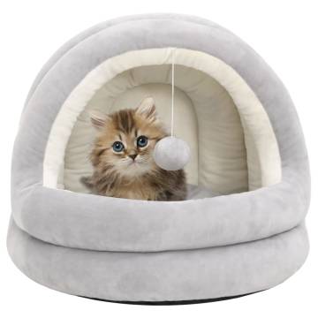 Luxury Cat Bed 40x40x35 cm in Grey & Cream - Comfy & Fun