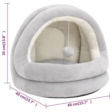 Luxury Cat Bed 40x40x35 cm in Grey & Cream - Comfy & Fun