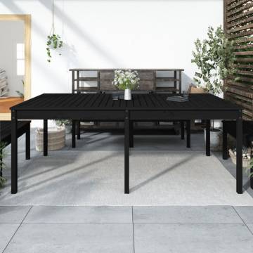 Garden Table Black 203.5x100x76 cm - Solid Pine Wood