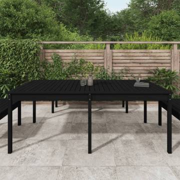 Garden Table Black 203.5x100x76 cm - Solid Pine Wood