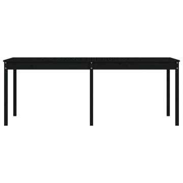 Garden Table Black 203.5x100x76 cm - Solid Pine Wood